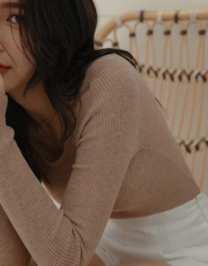 Round Neck Sheer Knit Top