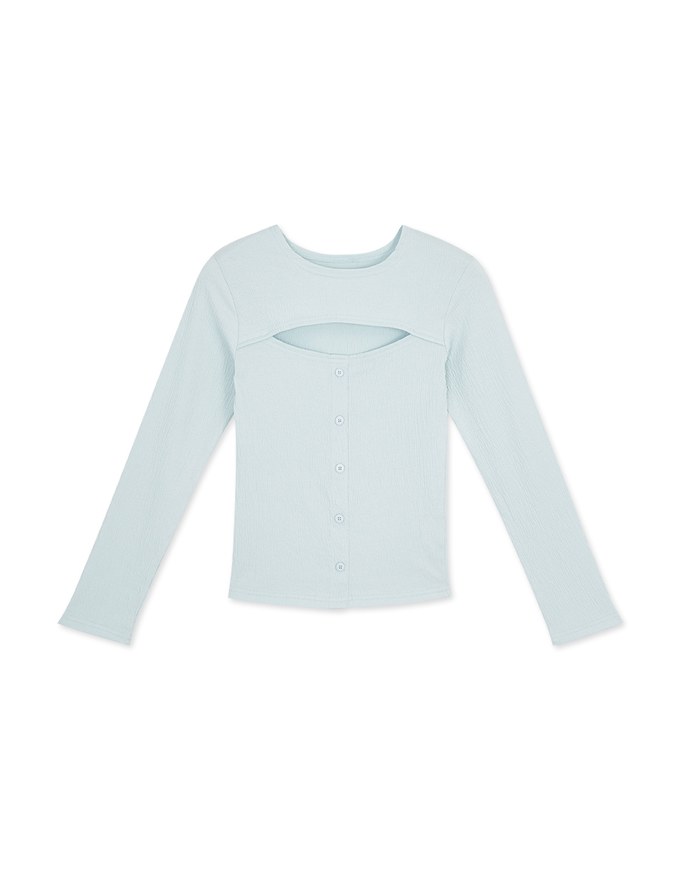Sensual Front Hollow Buttoned Knit Top