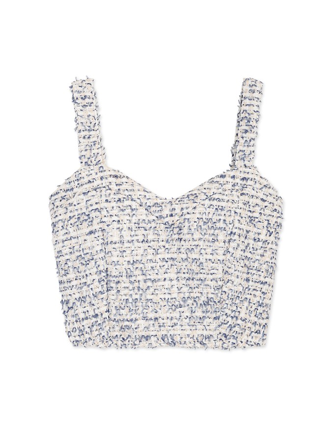Classical Tweed Sweetheart Crop Tank Top (With Padding)