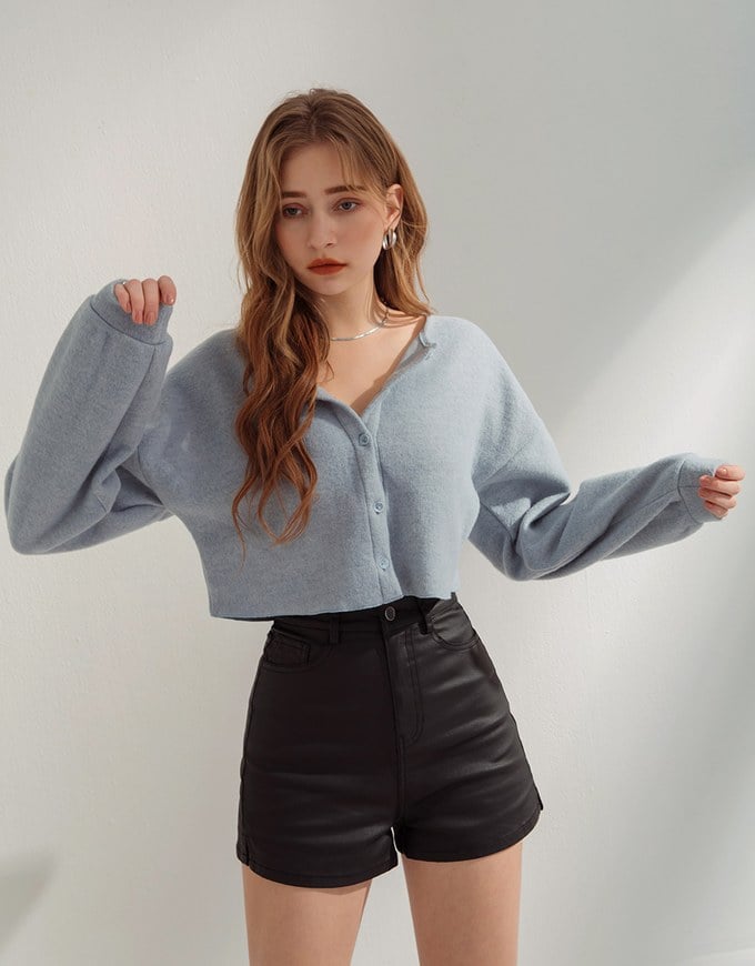 Minimal Chic Brushed Buttoned Oversized Top
