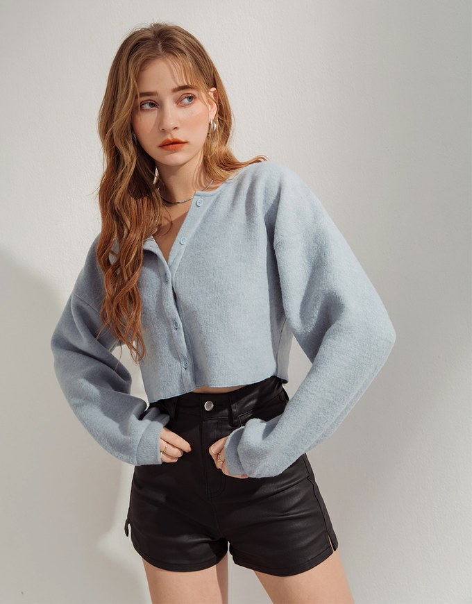 Minimal Chic Brushed Buttoned Oversized Top