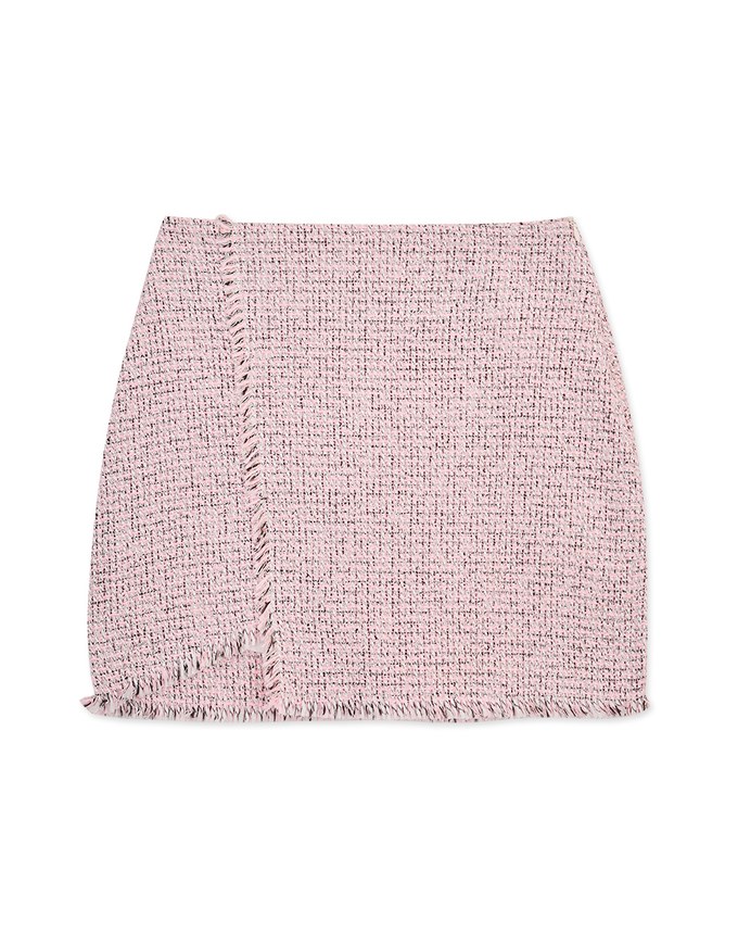 Danity Tweed Asymmetrical Frayed Hem Skorts