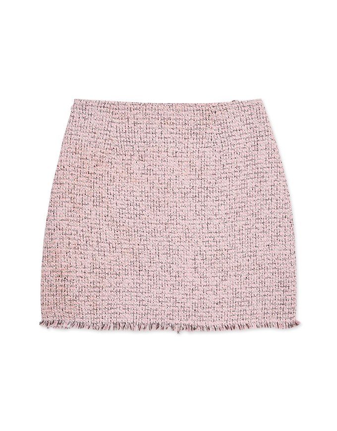 Danity Tweed Asymmetrical Frayed Hem Skorts