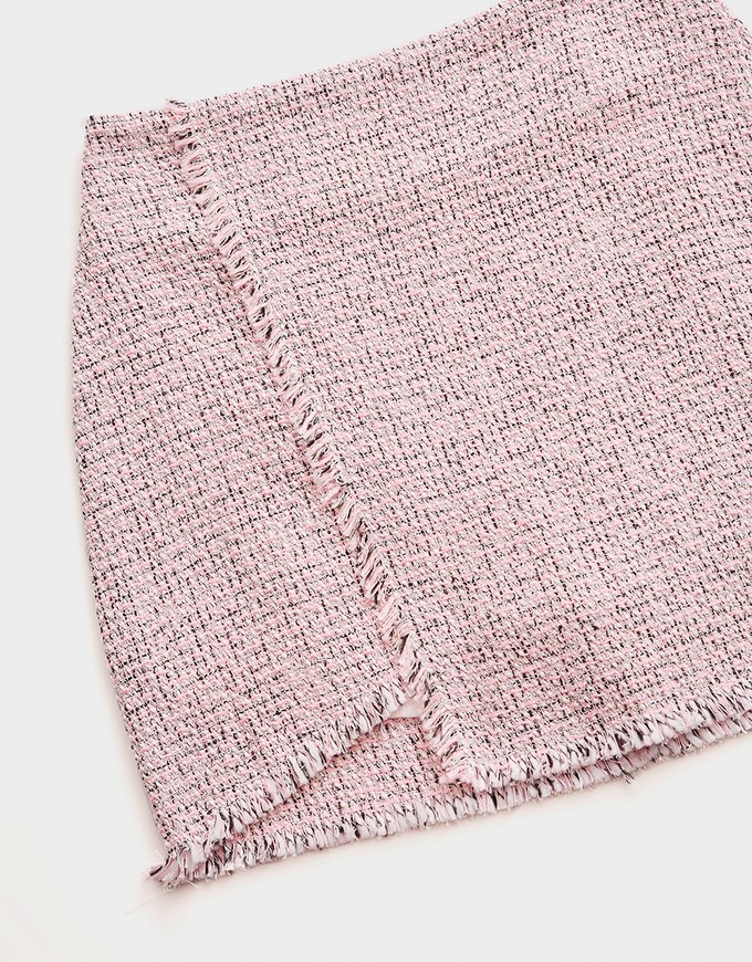 Danity Tweed Asymmetrical Frayed Hem Skorts
