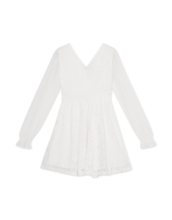 Classy Demure Hollow Texture Lace Mini Dress