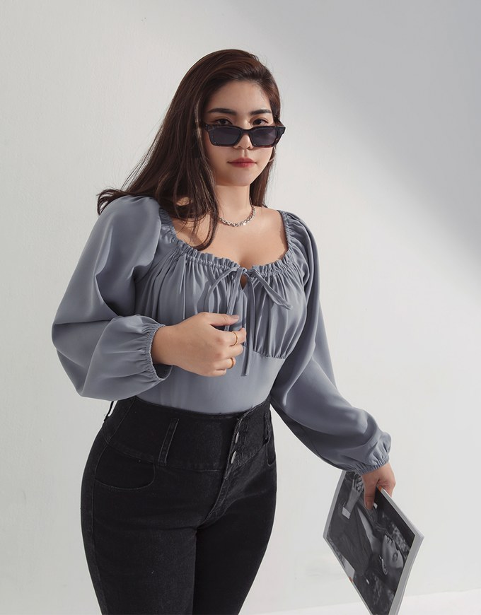 Sophisticated Ruched Tie-Front Top