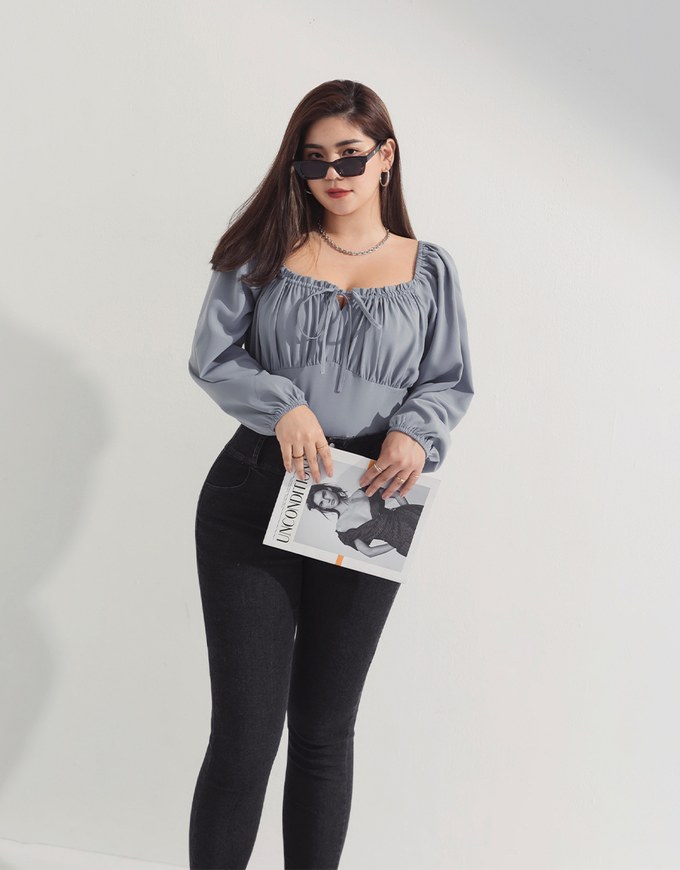 Sophisticated Ruched Tie-Front Top