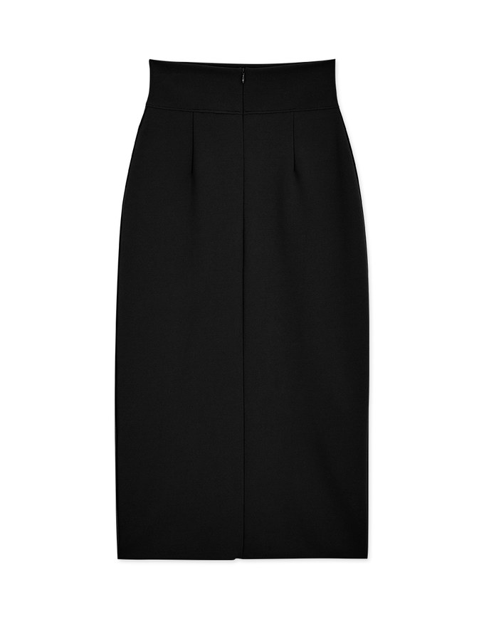 Stark Minimalism High Waisted Slimming Slit Midi Skirt
