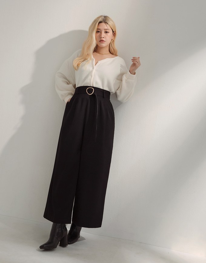 Minimalist Staple Pleated Suit Wide Pants