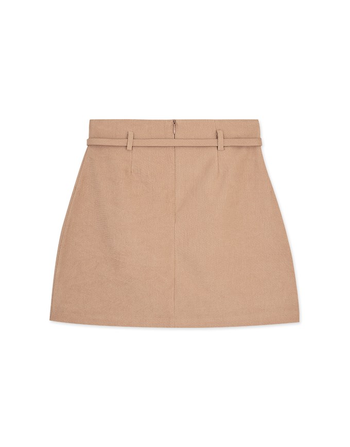 High Waisted Suede A-Line Mini Skirt (With Belt)