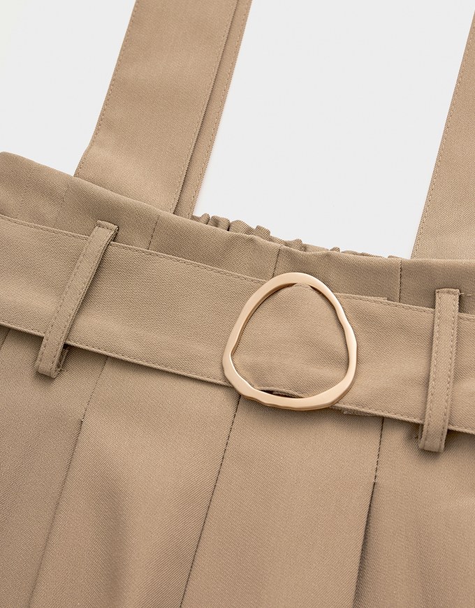 2Way High Waisted Pleated Wide Leg Pants (With Belt)