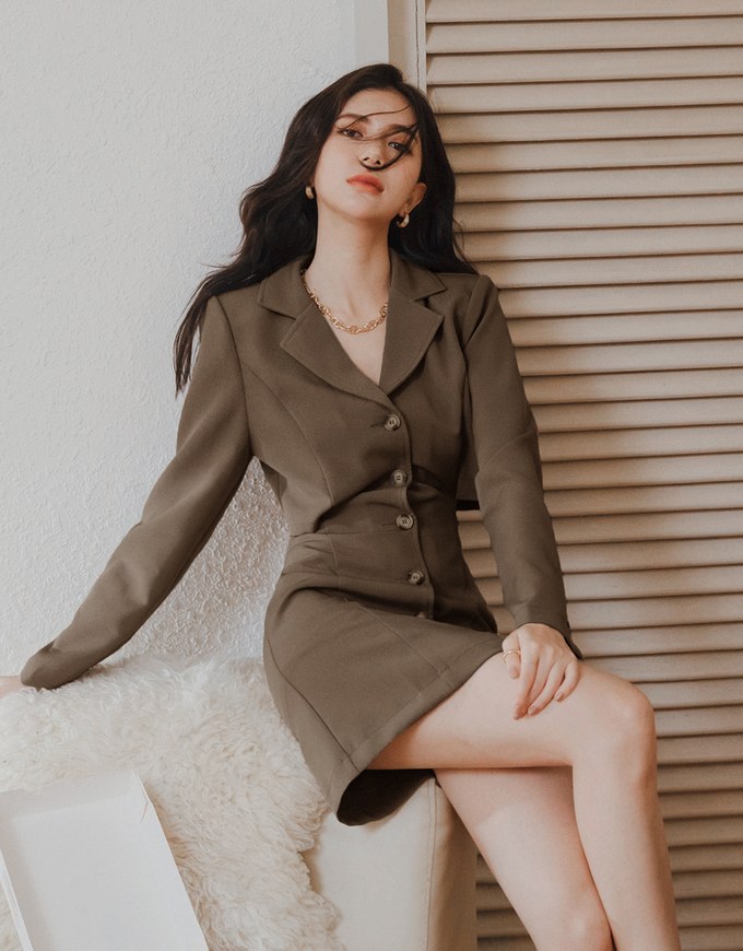 Modern Twist Hollow-Back Suit Mini Dress