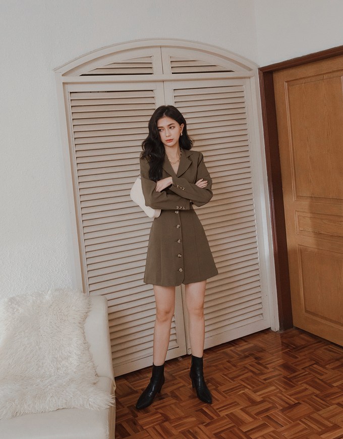 Modern Twist Hollow-Back Suit Mini Dress