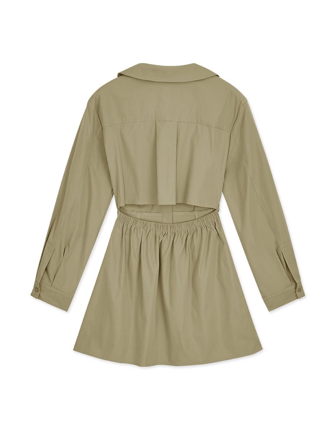 Cargo Style-Inspired Back-Hollow Mini Shirt Dress