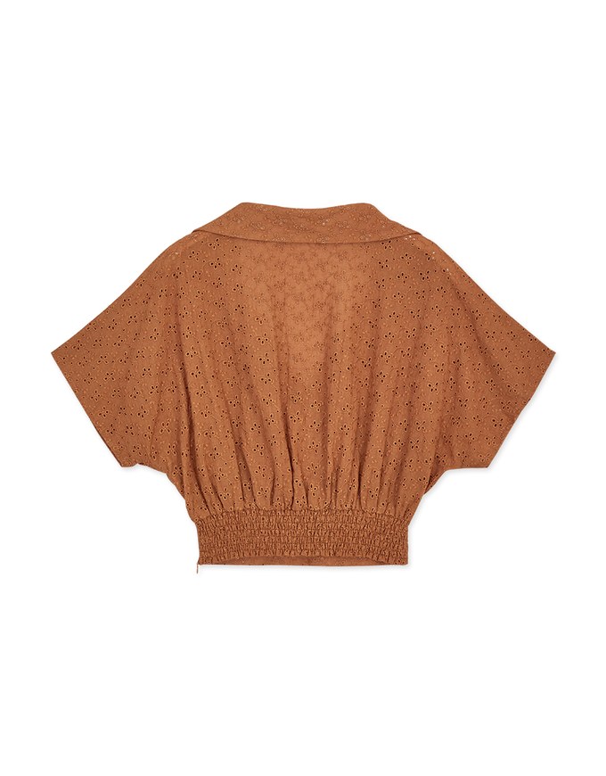 Embroidered Low-cut Lapel Crop Top