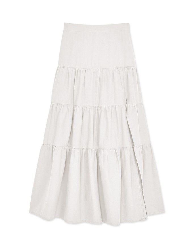 Boho-Chic Layered Splice Slit Maxi Skirt