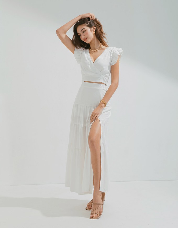 Boho-Chic Layered Splice Slit Maxi Skirt