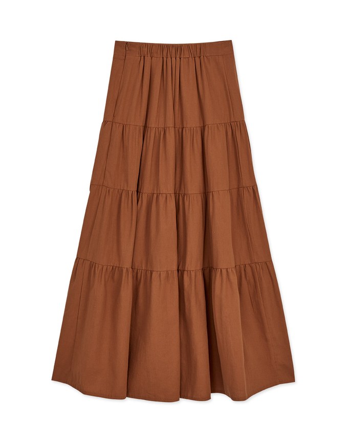 Boho-Chic Layered Splice Slit Maxi Skirt