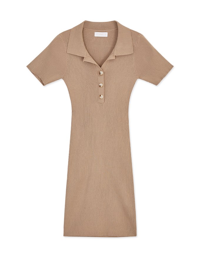 Finest Collar Buttoned Bodycon Knit Mini Dress