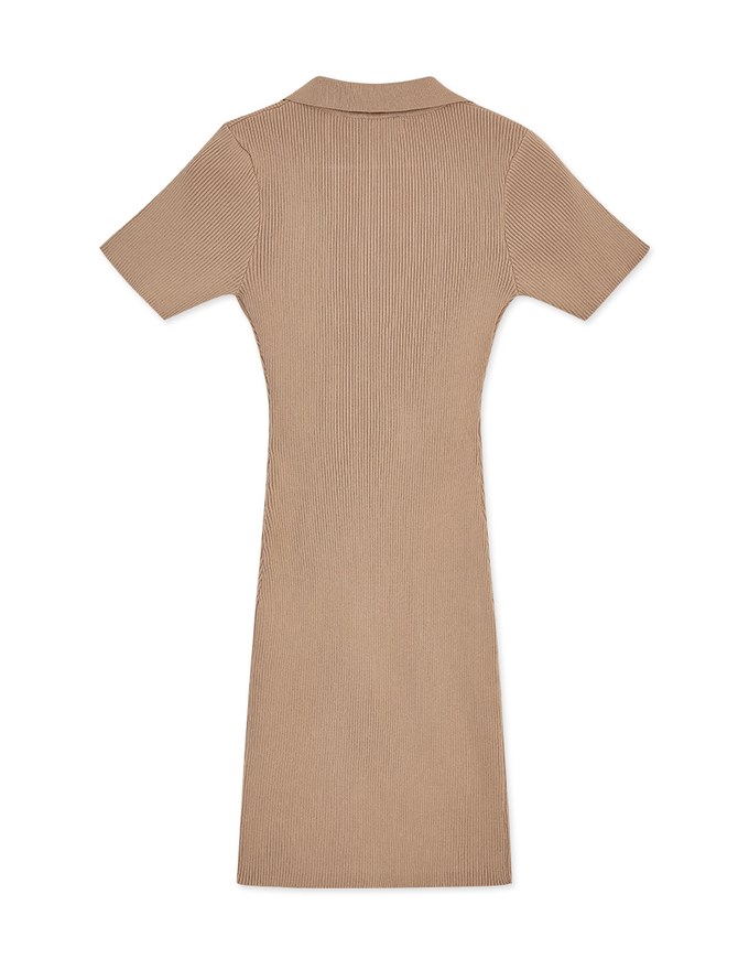 Finest Collar Buttoned Bodycon Knit Mini Dress