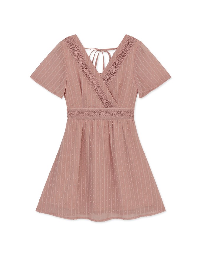 BohèmeLace Trim Pin-Dot Mini Dress