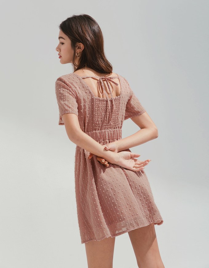 BohèmeLace Trim Pin-Dot Mini Dress