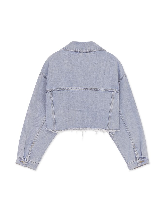Casual Cooling Frayed Denim Jeans Crop Blazer Jacket