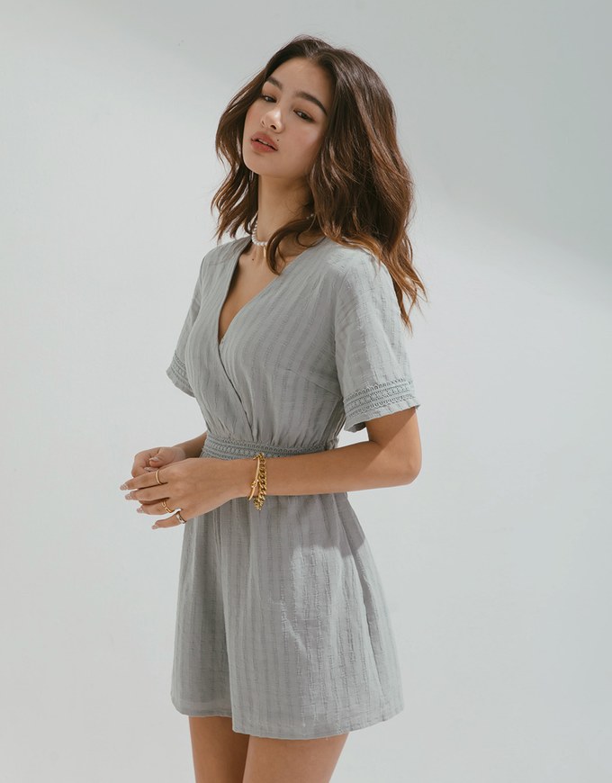 Exquisite Striped Lace Playsuit
