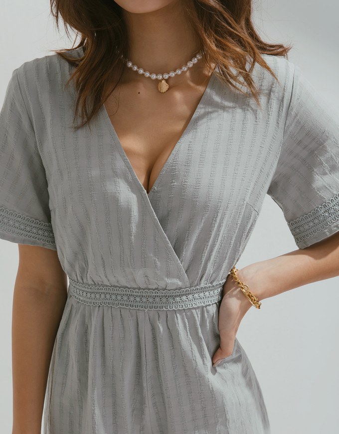 Exquisite Striped Lace Playsuit