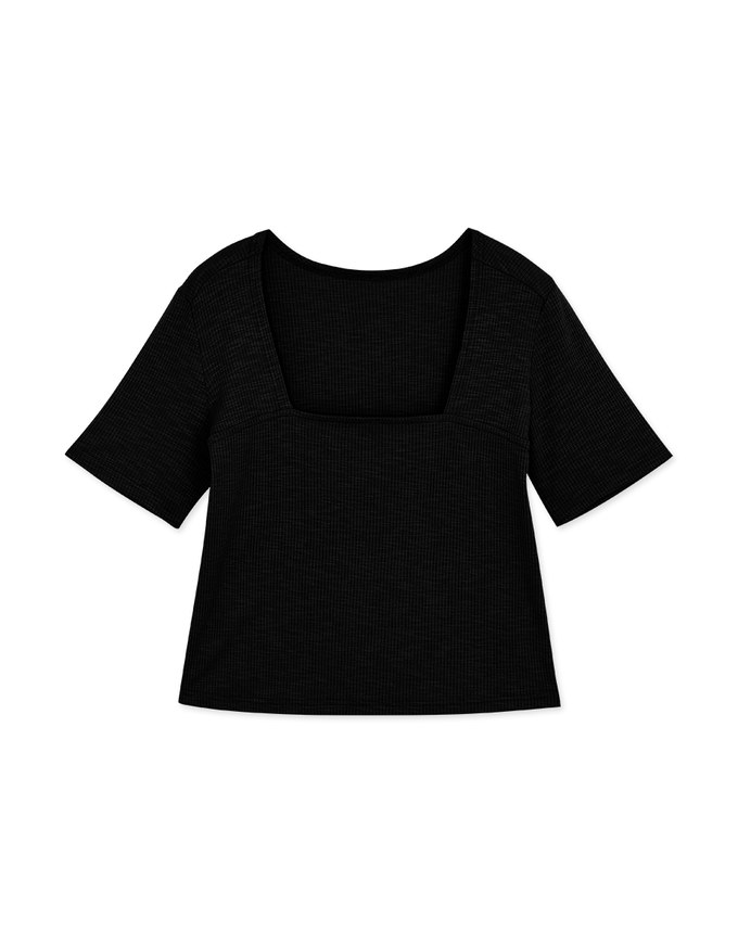 Minimalist Staple Square-Neck Knit Crop Top