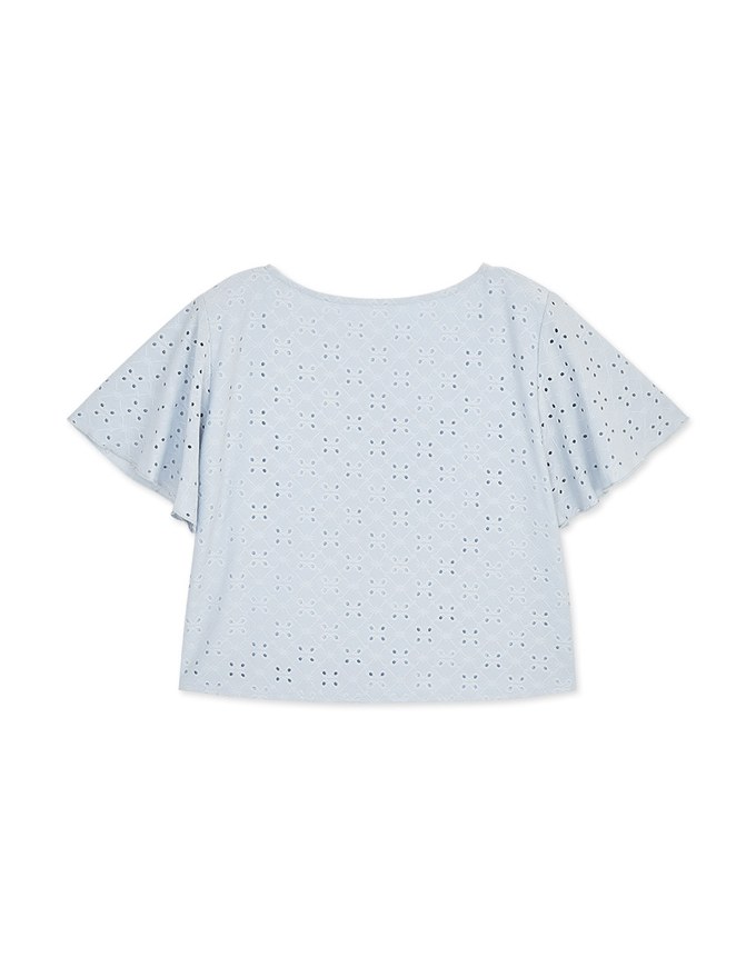 Broderie Lace V-Neck Scrunch Top