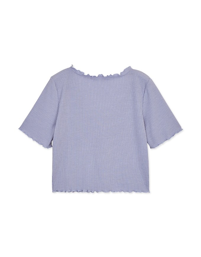 Refined Lettuce Hem Button Crop Top