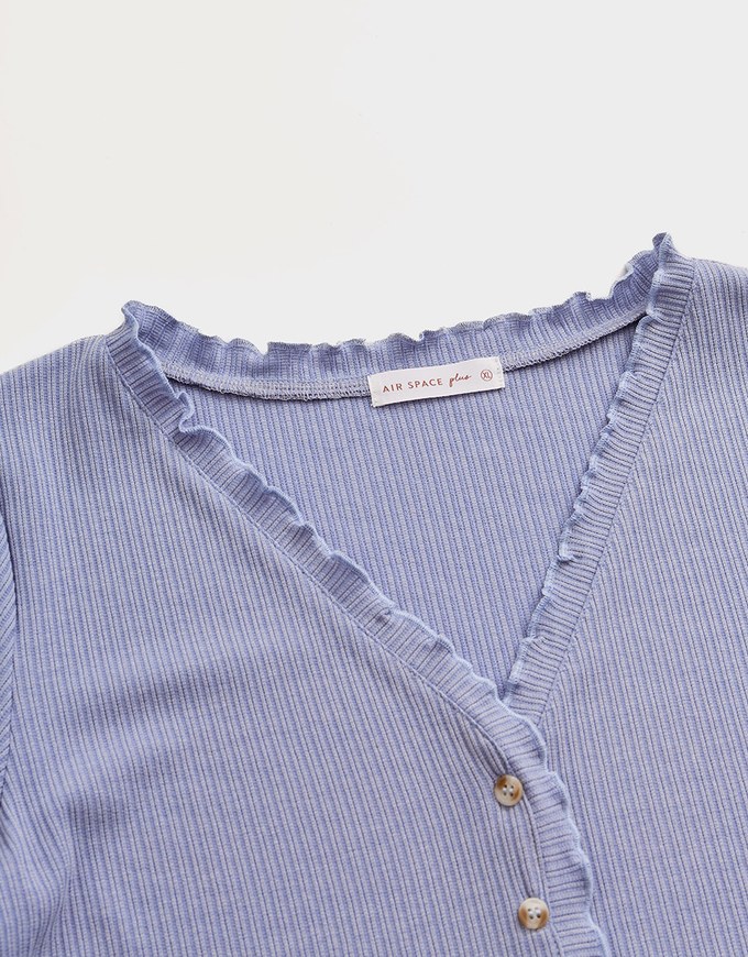 Refined Lettuce Hem Button Crop Top