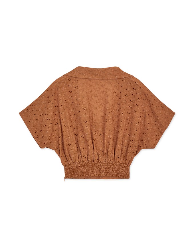 Embroidered Low-cut Lapel Crop Top