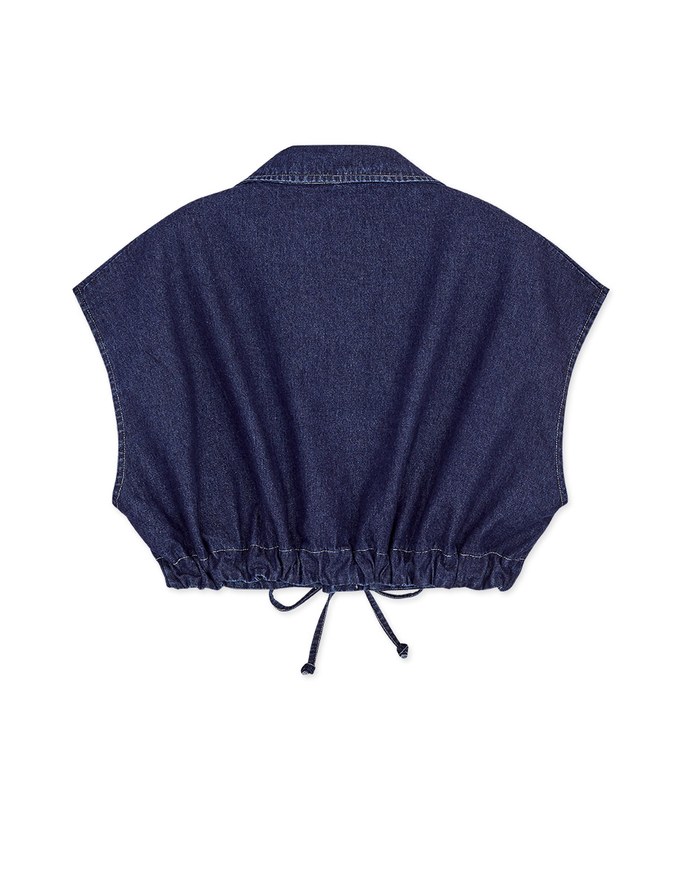 Casual Chic Drawstring Crop Denim Top