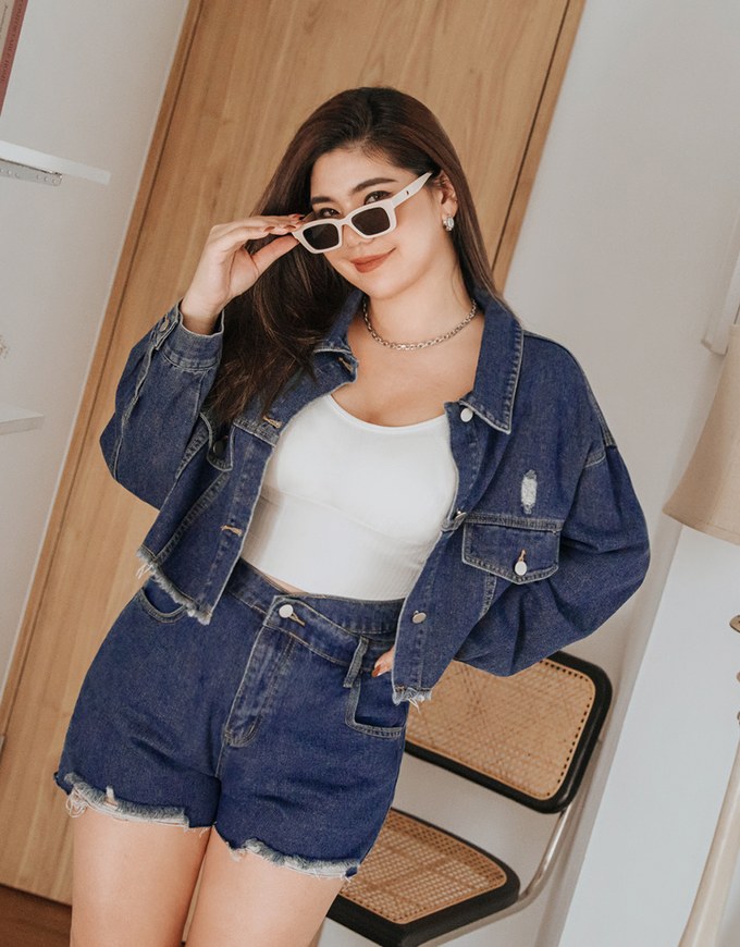 Finest Asymmetrical Ripped Denim Jeans Short