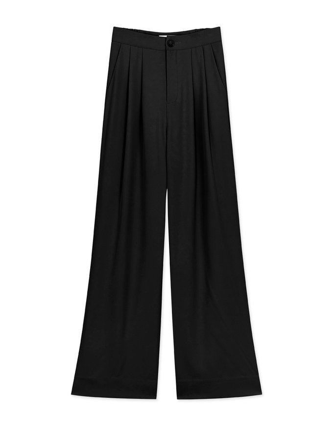 Sleek CEO Style Slimming Pleated Straight Suit Pants