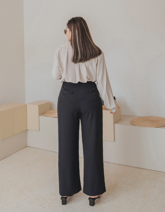 Sleek CEO Style Slimming Pleated Straight Suit Pants