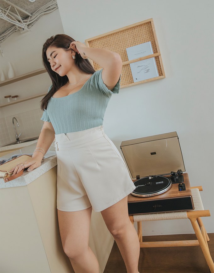 Elevated Detailing High Waisted Suit Shorts