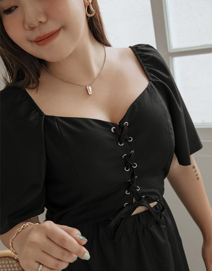 Vintage Criss Cross Front Hollow Slit Maxi Dress