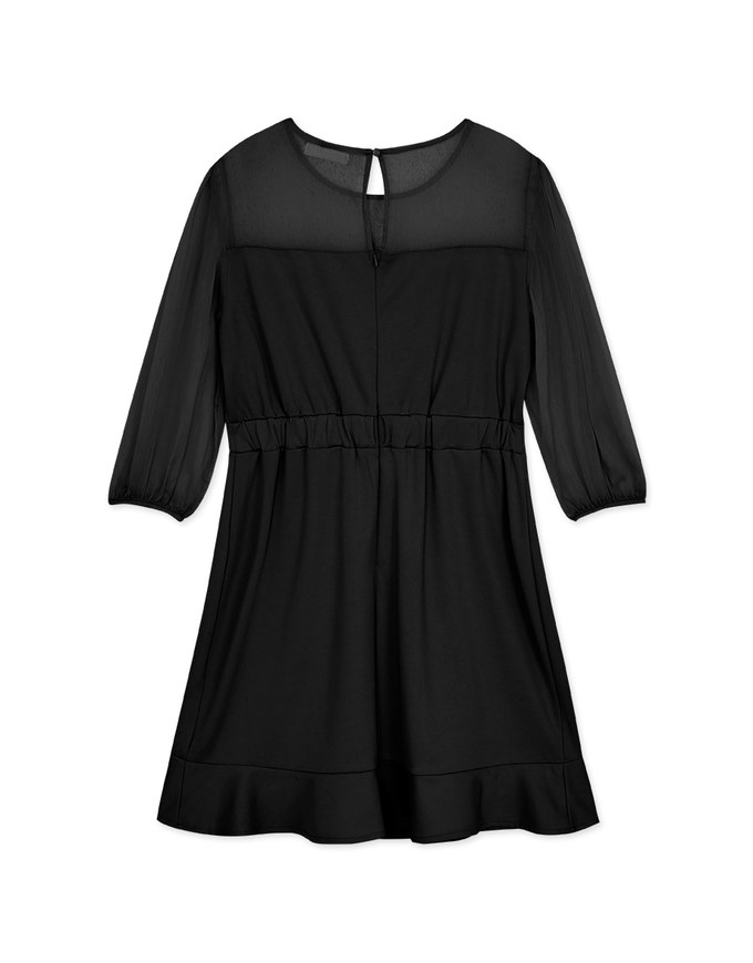 Classy Demure Sweetheart Splice Ruffle Dress