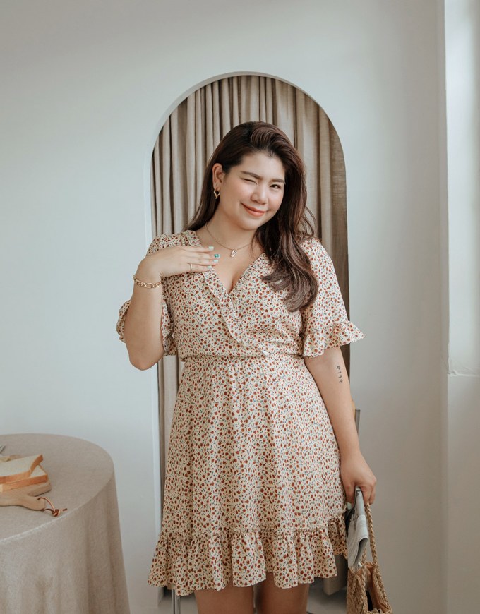 Classy Floral Ruffled Splice Chiffon Mini Dress