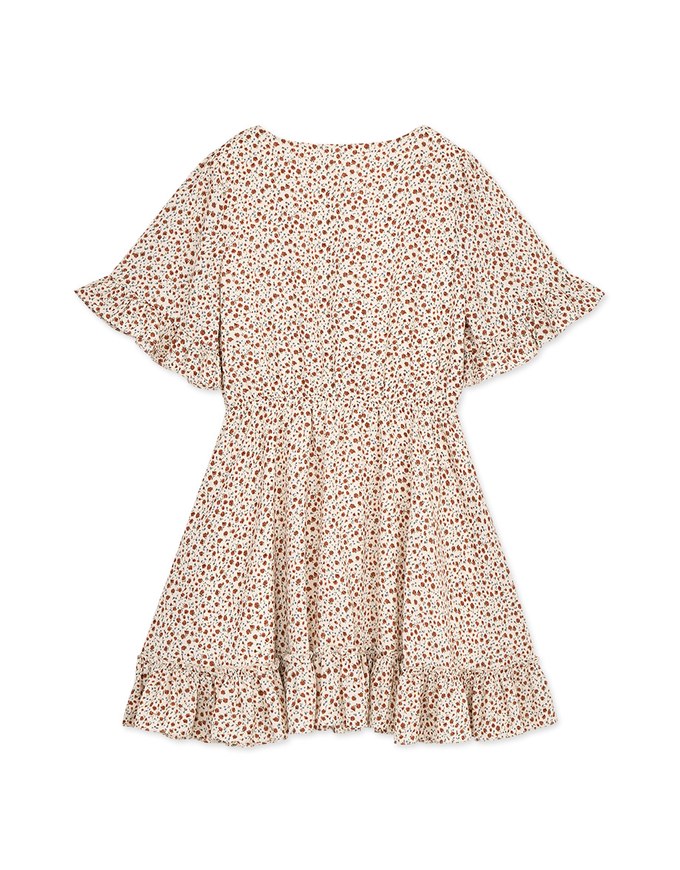 Classy Floral Ruffled Splice Chiffon Mini Dress