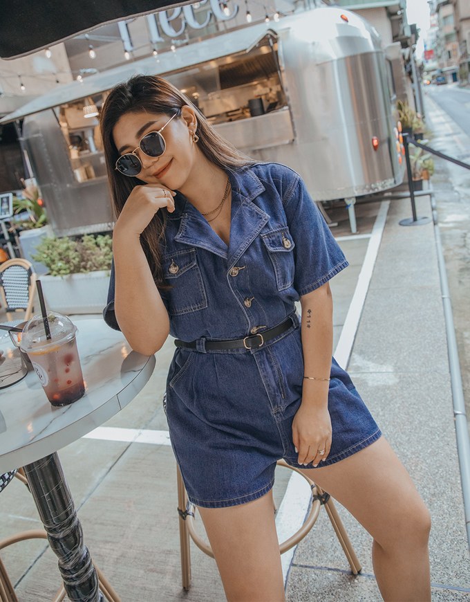 Iconic Denim Jeans Playsuit (with Belt)