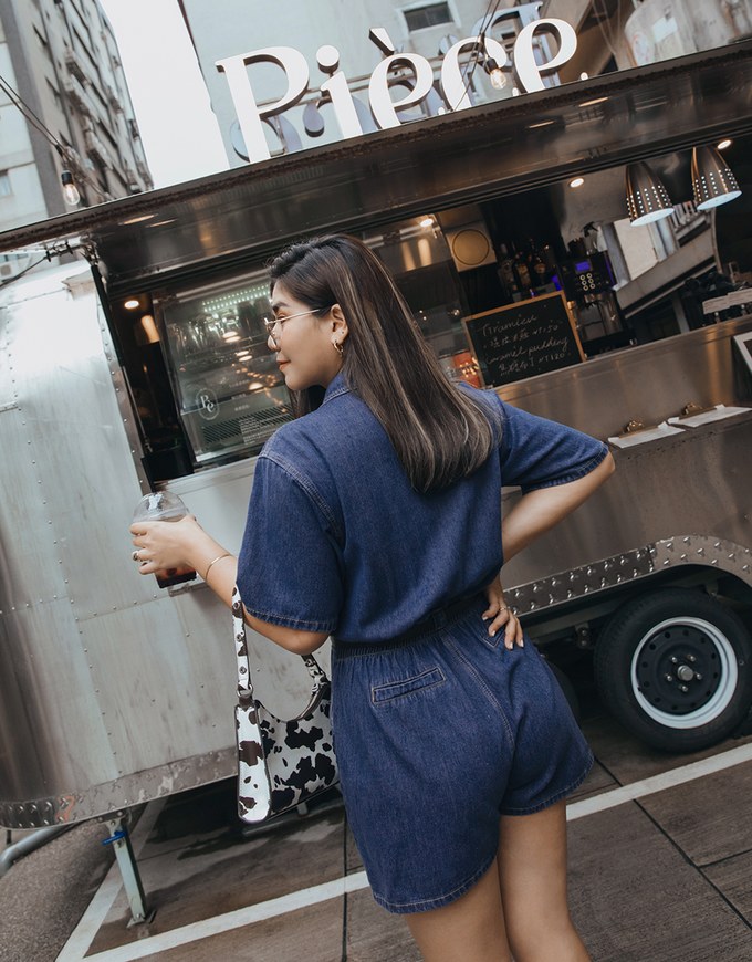 Iconic Denim Jeans Playsuit (with Belt)