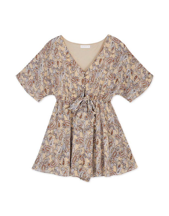 Paisley Button-Down Ribbon Playsuit