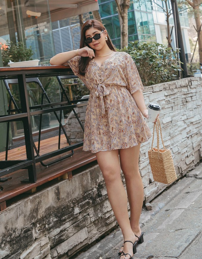 Paisley Button-Down Ribbon Playsuit
