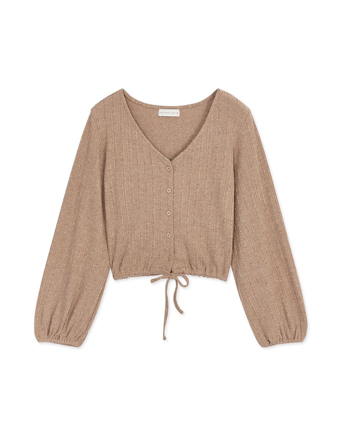Minimal Chic V-Neck Embossed West-Tie Top