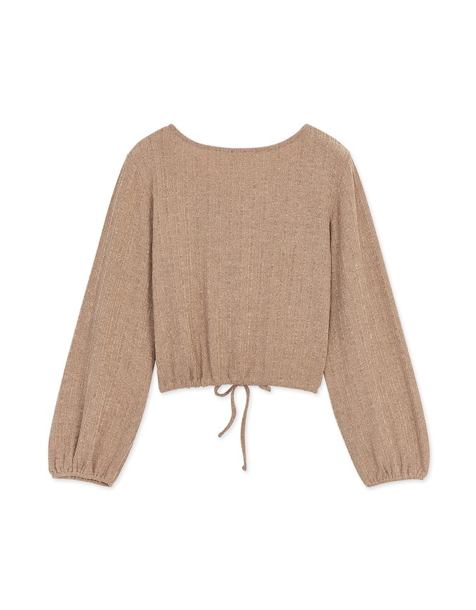 Minimal Chic V-Neck Embossed West-Tie Top