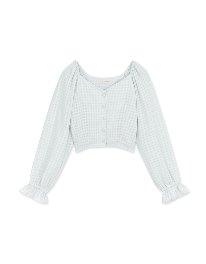 Light Plaid Flutter Peplum Crop Top
